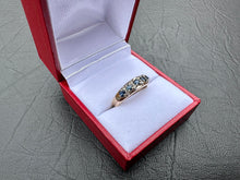 Load image into Gallery viewer, #696 - 10k Yellow Gold, Sapphire & Diamond Band. Size 7.