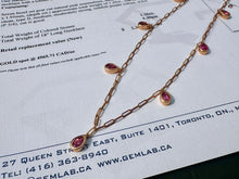 Load image into Gallery viewer, #653 - 14kt Rose Gold, Pear Cut Pink Tourmaline Necklace. 18”