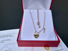 Load image into Gallery viewer, #642 - 14kt Yellow Gold, Diamond Heart Lock Pendant & 18” Chain