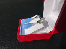 Load image into Gallery viewer, #313 - 14k Yellow Gold, Custom Drop Earrings, Blue Topaz & Blue Jadeite