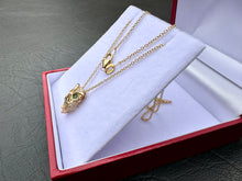 Load image into Gallery viewer, #611 - 14kt Yellow Gold, EFFY, Emerald & Diamond Owl Pendant Chain. 16-18”