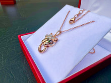 Load image into Gallery viewer, #610 - EFFY 14kt Rose Gold, Garnet & Diamond Panther Pendant & 16-18” Chain