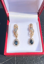Load image into Gallery viewer, #412 - 14k Yellow Gold, Pear Cut Sapphire & Diamond Push Back Studs