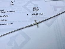 Load image into Gallery viewer, #668 - Diamond & Silver Cross Bracelet, 8”, W/ Appraisal