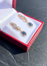 Load image into Gallery viewer, #412 - 14k Yellow Gold, Pear Cut Sapphire & Diamond Push Back Studs