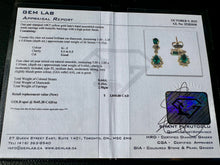 Load image into Gallery viewer, #744 - 14kt Yellow Gold, Natural Emerald & Diamond Earrings