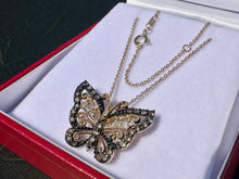 Load image into Gallery viewer, #725 - 10-14kt Butterfly & Gold Necklace 17-18”, Diamond & Quartz