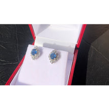 Load image into Gallery viewer, #377 - Sapphire & Diamond, 14kt White Gold Earring & Pendant Necklace Set