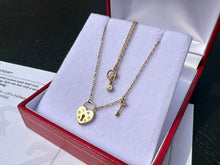 Load image into Gallery viewer, #642 - 14kt Yellow Gold, Diamond Heart Lock Pendant & 18” Chain