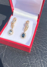 Load image into Gallery viewer, #412 - 14k Yellow Gold, Pear Cut Sapphire & Diamond Push Back Studs