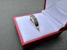 Load image into Gallery viewer, #696 - 10k Yellow Gold, Sapphire & Diamond Band. Size 7.