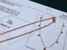 Load image into Gallery viewer, #653 - 14kt Rose Gold, Pear Cut Pink Tourmaline Necklace. 18”