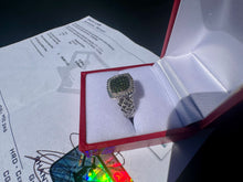 Load image into Gallery viewer, #866 - 925 Sterling Silver, Green Diamond Ring, Size 7