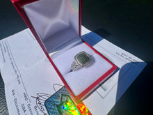 Load image into Gallery viewer, #866 - 925 Sterling Silver, Green Diamond Ring, Size 7