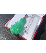 Load image into Gallery viewer, #539 - 14-18kt White Gold, Natural Jadeite Carved Buddha Pendant & Necklace