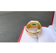Load image into Gallery viewer, #574 - 14k Yellow Gold, 1.02 ct Diamond & .42ct Emerald Ring, Size 8 3/4
