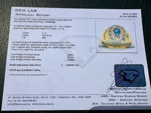 Load image into Gallery viewer, #708 - 10kt Yellow Gold, Sapphire Diamond Horseshoe Ring, Size 6.5