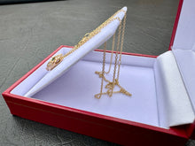 Load image into Gallery viewer, #611 - 14kt Yellow Gold, EFFY, Emerald & Diamond Owl Pendant Chain. 16-18”