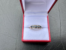 Load image into Gallery viewer, #696 - 10k Yellow Gold, Sapphire & Diamond Band. Size 7.
