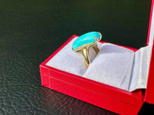 Load image into Gallery viewer, #739 - EFFY 14kt Yellow Gold, Diamond & Turquoise Ring, Size 7