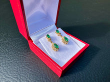 Load image into Gallery viewer, #744 - 14kt Yellow Gold, Natural Emerald & Diamond Earrings
