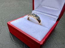 Load image into Gallery viewer, #696 - 10k Yellow Gold, Sapphire & Diamond Band. Size 7.