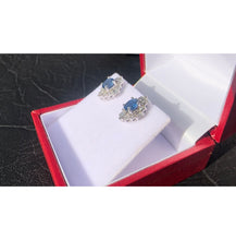 Load image into Gallery viewer, #377 - Sapphire & Diamond, 14kt White Gold Earring & Pendant Necklace Set