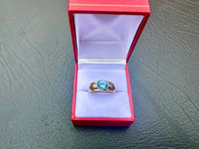 Load image into Gallery viewer, #589 - 10k Yellow Gold, Oval Topaz & Diamond Ring Size 7