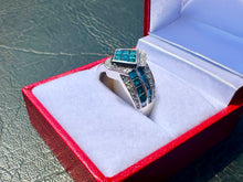 Load image into Gallery viewer, #680 - 18kt White Gold, Blue & White 1.51ct Diamond Ring, Size 7
