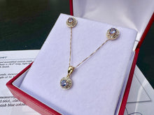 Load image into Gallery viewer, #720 - 14kt Yellow Gold, Tanzanite & Diamond Earrings, Pendant, 18" Necklace