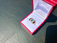 Load image into Gallery viewer, #708 - 10kt Yellow Gold, Sapphire Diamond Horseshoe Ring, Size 6.5