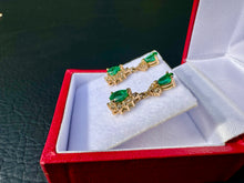Load image into Gallery viewer, #744 - 14kt Yellow Gold, Natural Emerald & Diamond Earrings