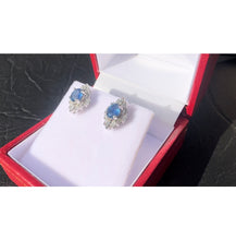 Load image into Gallery viewer, #377 - Sapphire & Diamond, 14kt White Gold Earring & Pendant Necklace Set