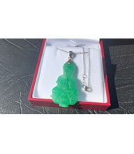 Load image into Gallery viewer, #539 - 14-18kt White Gold, Natural Jadeite Carved Buddha Pendant & Necklace