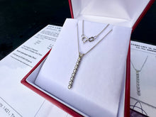 Load image into Gallery viewer, #767 - 14k White Gold, Linear Drop Diamond Pendant, 18”