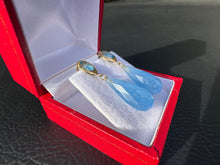 Load image into Gallery viewer, #313 - 14k Yellow Gold, Custom Drop Earrings, Blue Topaz & Blue Jadeite
