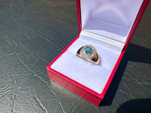 Load image into Gallery viewer, #708 - 10kt Yellow Gold, Sapphire Diamond Horseshoe Ring, Size 6.5