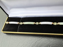 Load image into Gallery viewer, #308 - 14k Yellow Gold, Lavendar & Green Jadeite Custom Bracelet, Box Clasp, 8” Length