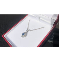 Load image into Gallery viewer, #377 - Sapphire & Diamond, 14kt White Gold Earring & Pendant Necklace Set