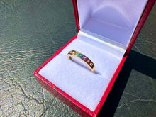 Load image into Gallery viewer, #706 - 14kt Yellow Gold, Sapphire Rainbow Band, Size 7