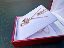 Load image into Gallery viewer, #610 - EFFY 14kt Rose Gold, Garnet & Diamond Panther Pendant & 16-18” Chain