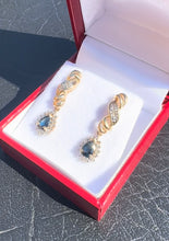 Load image into Gallery viewer, #412 - 14k Yellow Gold, Pear Cut Sapphire & Diamond Push Back Studs