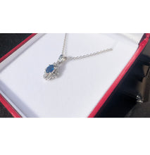 Load image into Gallery viewer, #377 - Sapphire & Diamond, 14kt White Gold Earring & Pendant Necklace Set