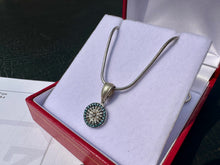 Load image into Gallery viewer, #672 - Blue, White & Brown Diamond Evil Eye Pendant & 20” Necklace