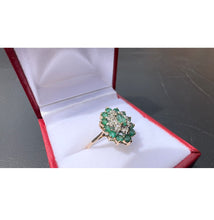 Load image into Gallery viewer, #491 - 10k Yellow Gold, Marquise Emerald & Diamond Ring, Size 6 1/4