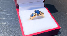 Load image into Gallery viewer, #304 - 10K Yellow Gold, Unique Custom Natural Sapphire Ring, Size 7 1/4