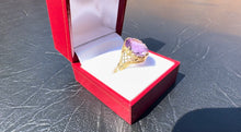 Load image into Gallery viewer, #312 - 14k Yellow Gold, Intricately Designed Filigree, Oval Cut Amethyst Ring, Size 9