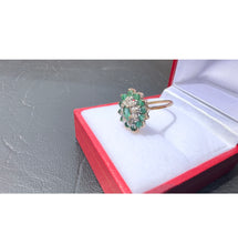 Load image into Gallery viewer, #491 - 10k Yellow Gold, Marquise Emerald & Diamond Ring, Size 6 1/4