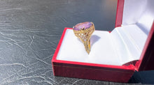 Load image into Gallery viewer, #312 - 14k Yellow Gold, Intricately Designed Filigree, Oval Cut Amethyst Ring, Size 9