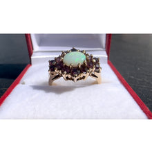 Load image into Gallery viewer, #505 - 10k Yellow Gold, Amethyst & Firey Opal Ring, Size 6 1/2